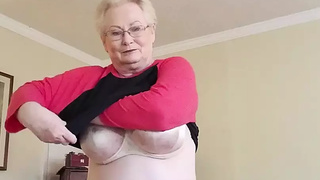 Sleazy Old Lady Gilf Strips For You and Spreads Her Bum