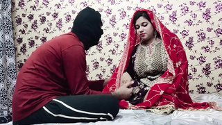 Indian Desi Fine Bride with her Boy on Wedding Night