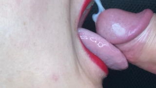 CLOSE UP: BEST Milking Mouth for a FAN ROD! Swallowing DICK!