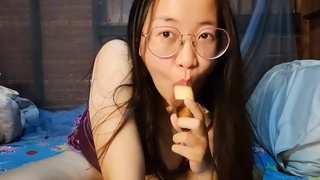 Attractive Japanese Whore Eat Banana