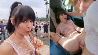 Festival Slut Hammered Hard in Campervan!!! Double SPERM to Gigantic Squirting Twat