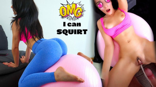I didn't know I could squirt on a gymball.. Kinky stepdaugher eats step-daddy's sperm