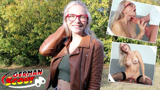 GERMAN SCOUT - Fit blonde Glasses Skank Vivi Vallentine Pickup and talk to Casting Fuck