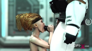 A charming fresh beauty gets poked by stormtrooper in the spaceships