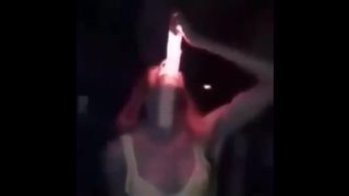 Slut Deepthroating Glowing Dildo