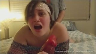 College Slut Caught by Roommate in the Mid of Dildo Suck.