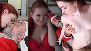 Santa rides a beautiful little ginger in her charming tight vagina for Xmas