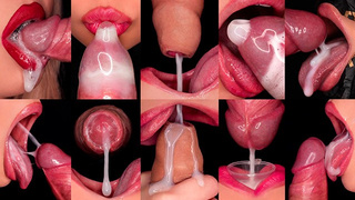 CLOSE UP: BEST MOUTH For Your CUMSHOTS! HOTTEST JIZZ MOUTH SET OF! MILKING - FORESKIN - CONDOM!