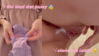 secretly watching tape: almost caught in parents bathroom! p.s this vagina never stops dripping