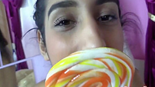 Aileen 19 Licks The Lolipop Until He Squirts