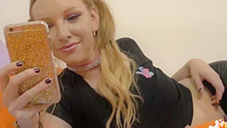 Coed Filthy Fuck Fiend Katy Kiss Snatch Packed in Sneakers