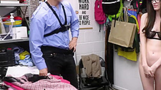 Throat Fucking Wealthy Perky Pilfer In The Backroom