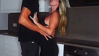 Blonde Busty Nympho Seduces A Fresh Dude In The Kitchen With Tatiana Alvarez, Brady Bud And Kourtney Love