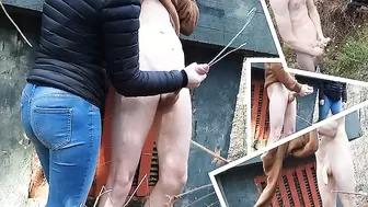 Surprise! Caught by a Teen Girl Outdoors -she Give a Helping Hand-20cm Dick