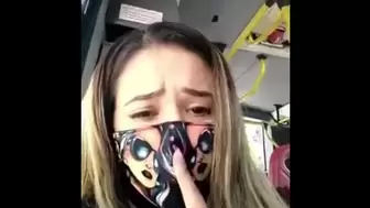 Spanish Babe Masturbating and Squirting on a Public Buss under Quarantine