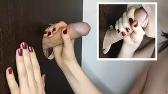 GLORY HOLE - Horny Lady Swallows Strangers Penis and Eats their Sperm