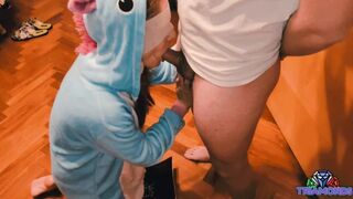 [triamonds] Sleepover Party Bj with Delicious Blindfolded Skank in Unicorn Suit