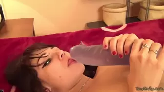 Emo Emily playing with vagina with Massive Dildo