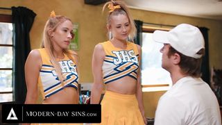 MODERN-DAY SINS - Teeny Cheerleaders Kyler Quinn & Khloe Kapri SPERM SWAP Their Coach's ENORMOUS LOAD!