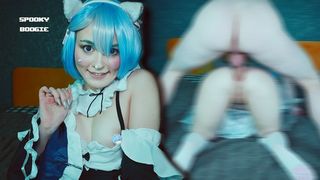 Cat whore Rem seduced Subaru to fuck her tight holes - Anal Cosplay Re Zero Spooky Boogie