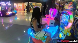 Oriental home-made teenie gf plays with a vibrator toy after a day of fun