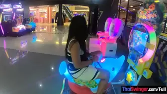Oriental home-made teenie gf plays with a vibrator toy after a day of fun
