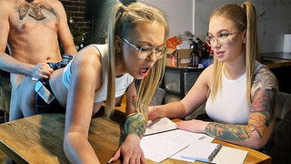 Blonde Student Gets a Cumshot Instead of Help for Exams