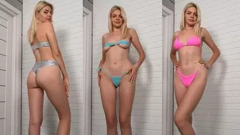 Bikini model tries on fine swimsuits and makes you spunk