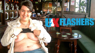 Shameless British BIG BREASTED WOMAN flashing Massive Boobies everywhere at UK-Flashers